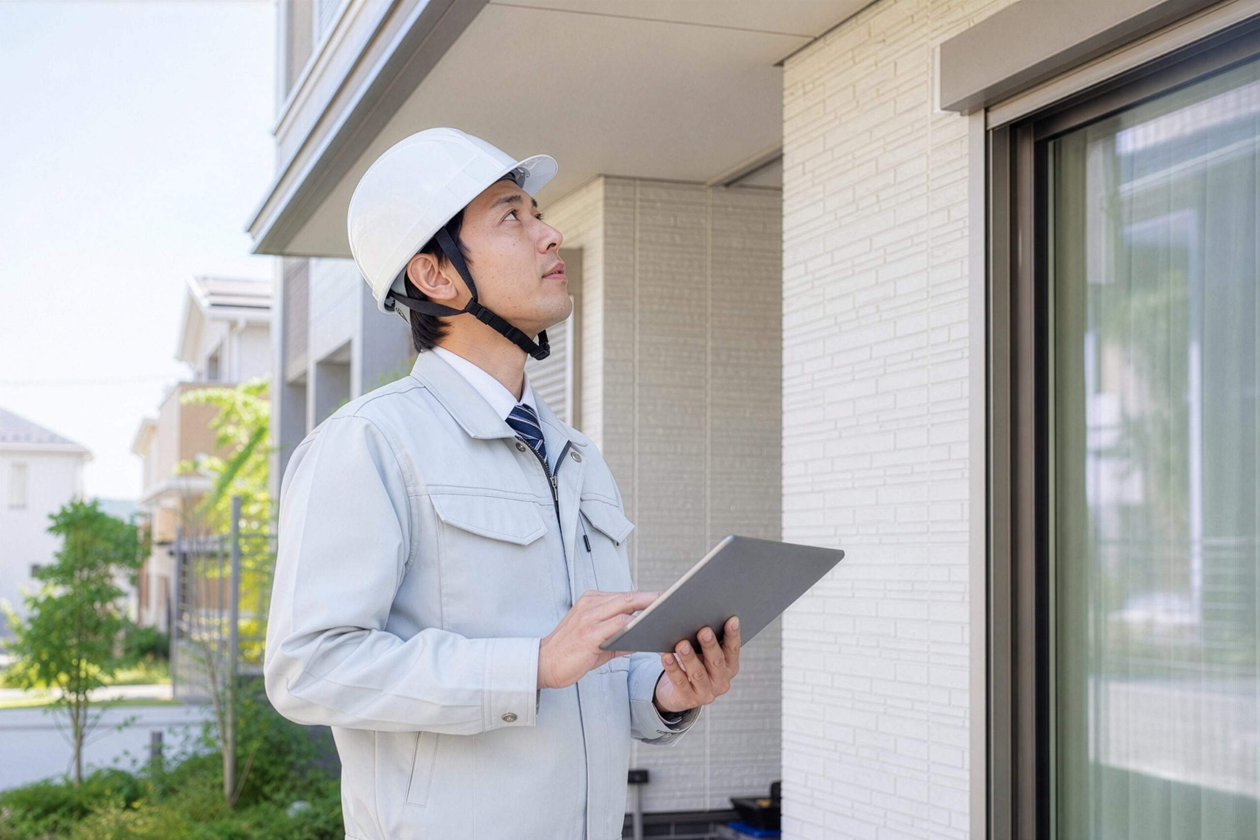 住宅を点検する作業員